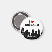 Persoonlijk rood hart Ik hou van Chicago Magneet (Voorkant / Achterkant)
