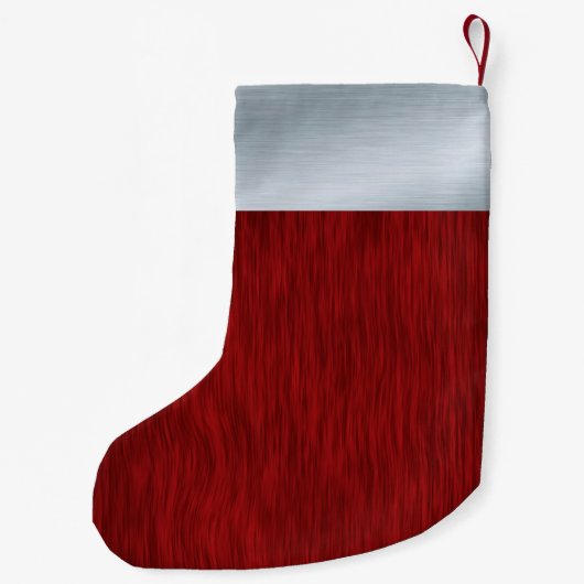 Persoonlijk rood hout en geborsteld zilver kijken kleine kerstsok (Achterkant)