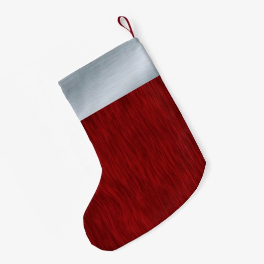 Persoonlijk rood hout en geborsteld zilver kijken kleine kerstsok (Achterkant (Hangend))