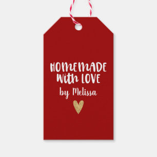 Persoonlijk Rood Thuisgemaakt Met Liefde Hart Cadeaulabel