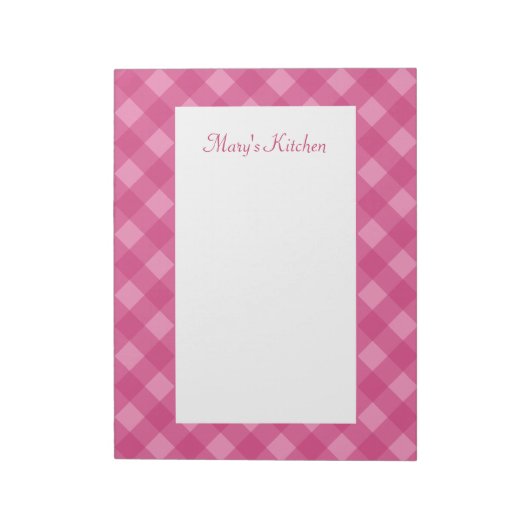 Persoonlijk Rose Gingham Notitieblok (Gedraaid)