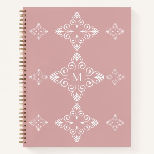 Persoonlijk rose monogram vectorpatroon notitieboek (Voorkant)