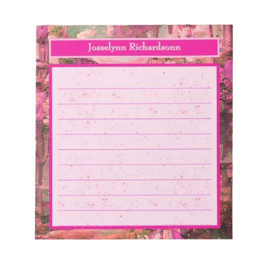 Persoonlijk Roze Abstract Bos Wereld Notitieblok (Voorkant)
