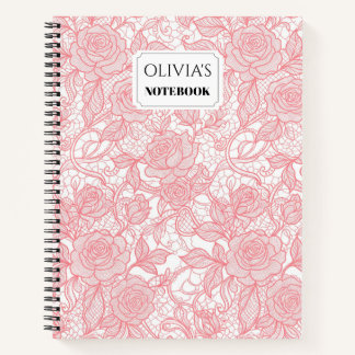Persoonlijk Roze Bloem Lace Spiraal Notitieboek