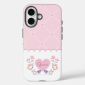 Persoonlijk Roze Bloemendiamant Monogram Case-Mate iPhone Case (Achterkant)