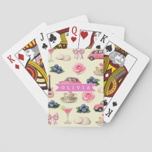 Persoonlijk Roze Cocktail Lint met een Cute Coquet Pokerkaarten