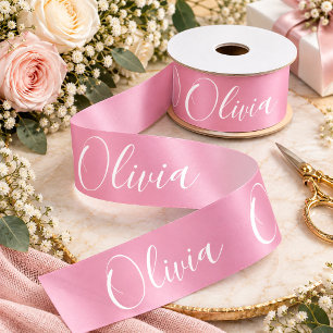 Persoonlijk roze elegante naam satijnen lint