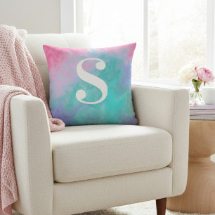 Persoonlijk Roze en Turquoise Aquarel Kussen