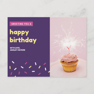 Persoonlijk - Roze en Violet Cupcake (zaterdag) Briefkaart