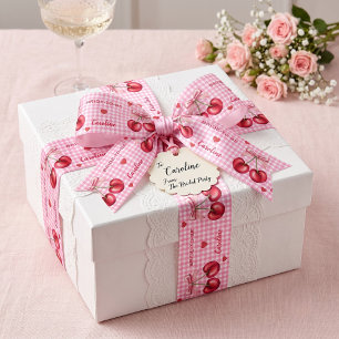 Persoonlijk Roze Gingham Kersen Bruid-aanstaande Lint