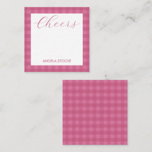 Persoonlijk roze gingham notitiekaartje