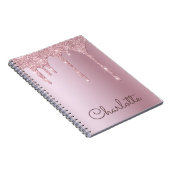 Persoonlijk Roze Gouden Glitter Drips Notitieboek (Rechterzijde)