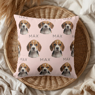 Persoonlijk Roze Hond Foto & Naam Patroon Kussen
