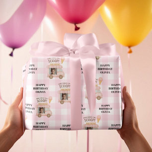 Persoonlijk Roze IJscowagen Verjaardagsfeest Cadeaupapier