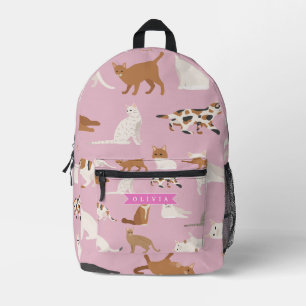 Persoonlijk Roze Kattendessin Cadeau Kat Liefhebbe Bedrukte Rugzak