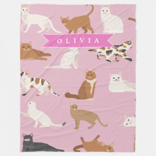 Persoonlijk Roze Kattendessin Cadeau Kat Liefhebbe Fleece Deken