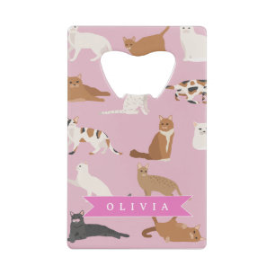 Persoonlijk Roze Kattendessin Geschenk Kat Liefheb Kredietkaart Flessenopener