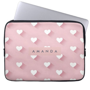 Persoonlijk Roze Kawaii Zachthartig Hart Laptop Sleeve