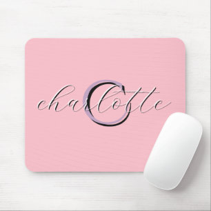 Persoonlijk Roze Monogram Eerste Letter en Naam Muismat