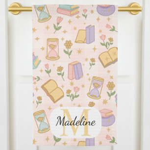 Persoonlijk Roze Monogram Magie Tijdloos Roze Theedoek