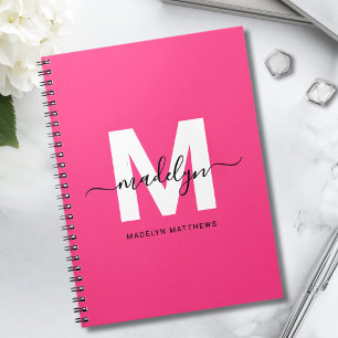 Persoonlijk Roze Monogram Notitieboek