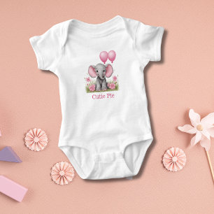 Persoonlijk roze olifant babyshowergeschenk romper