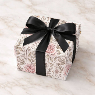 Persoonlijk Roze Rozen Huwelijk  Inpakpapier Vel
