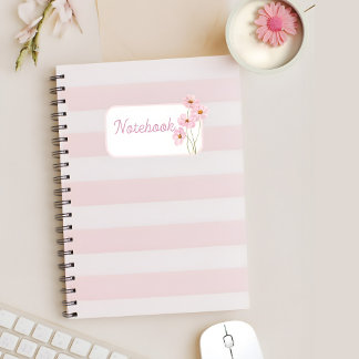 Persoonlijk Roze Streep Bloemenspiraalnotitieboek Notitieboek
