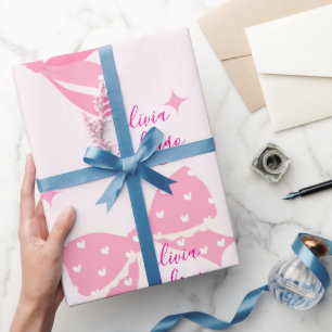 Persoonlijk Roze Strik Cadeaupapier