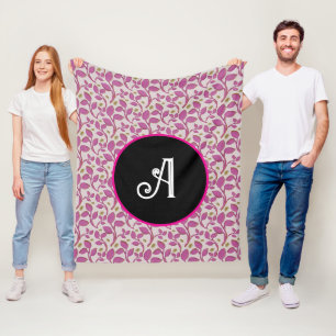 Persoonlijk roze wijnstok bloemmotief fleece deken