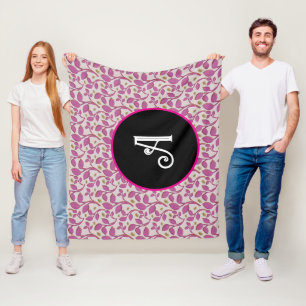 Persoonlijk roze wijnstok bloemmotief fleece deken