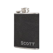 Persoonlijk | Rustiek Mannelijke Zwarte Leren Look Heupfles (Links)