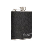 Persoonlijk | Rustiek Mannelijke Zwarte Leren Look Heupfles (Rechts)