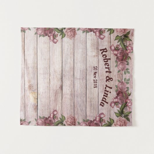 Persoonlijk rustiek maroon bloemrijk hout wandkleed (Voorkant (horizontaal))