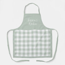 Persoonlijk Sage Gingham Apron