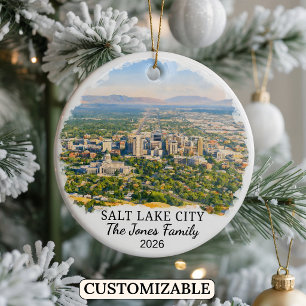 Persoonlijk Salt Lake City-sieraad, op maat Utah Keramisch Ornament