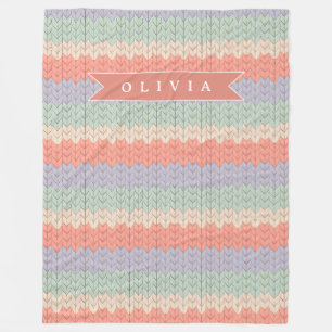 Persoonlijk Scandinavisch Pastel Breipatroon Naam Fleece Deken