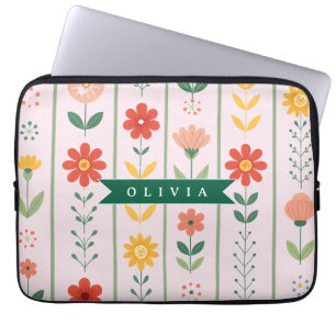 Persoonlijk Scandinavisch volkskunst bloempatroon Laptop Sleeve