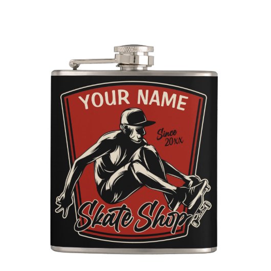 Persoonlijk Schaats Winkelen Grab Trick Skateboard Heupfles (Voorkant)