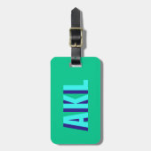 Persoonlijk schaduwmonogram blauwgroen bagagelabel (Voorkant verticaal)