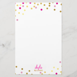 PERSOONLIJK schattig glamoureus goud roze confett Briefpapier