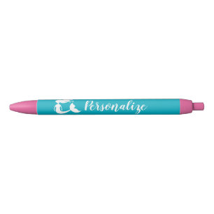 Persoonlijk schattig roze & turquoise-meisje blauwe inkt pen