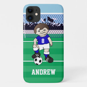 Persoonlijk schattig voetbaljongetje iPhone 11 hoesje