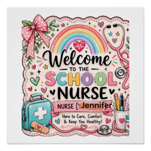 Persoonlijk schoolverpleegsterskantoor deur bord perfect poster