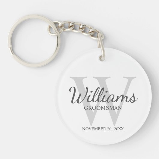 Persoonlijk script Bruidsjonkers naam en monogram  Sleutelhanger (Voorkant)