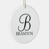 Persoonlijk script monogram en naam keramisch ornament (Rechts)