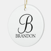 Persoonlijk script monogram en naam keramisch ornament (Links)