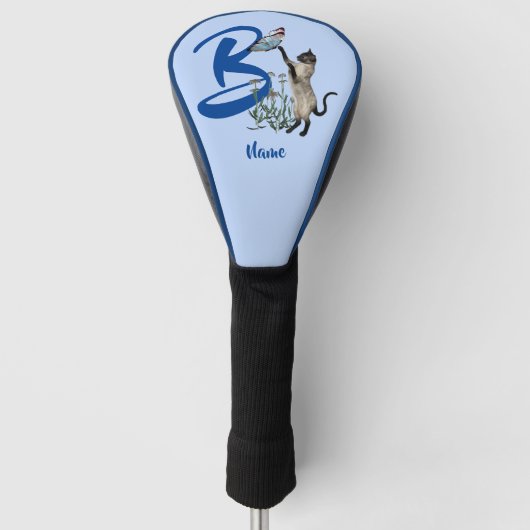 Persoonlijk Siamese Kat Monogram Initiaal B Golfheadcover (Voorkant)