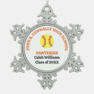 Persoonlijk sieraad voor softbalspeler op Orange H Tin Sneeuwvlok Ornament