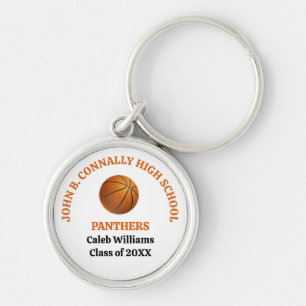 Persoonlijk sinaasappel basketbalspeler op de midd sleutelhanger